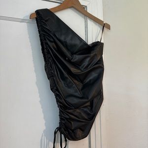 Zara one shoulder leather top